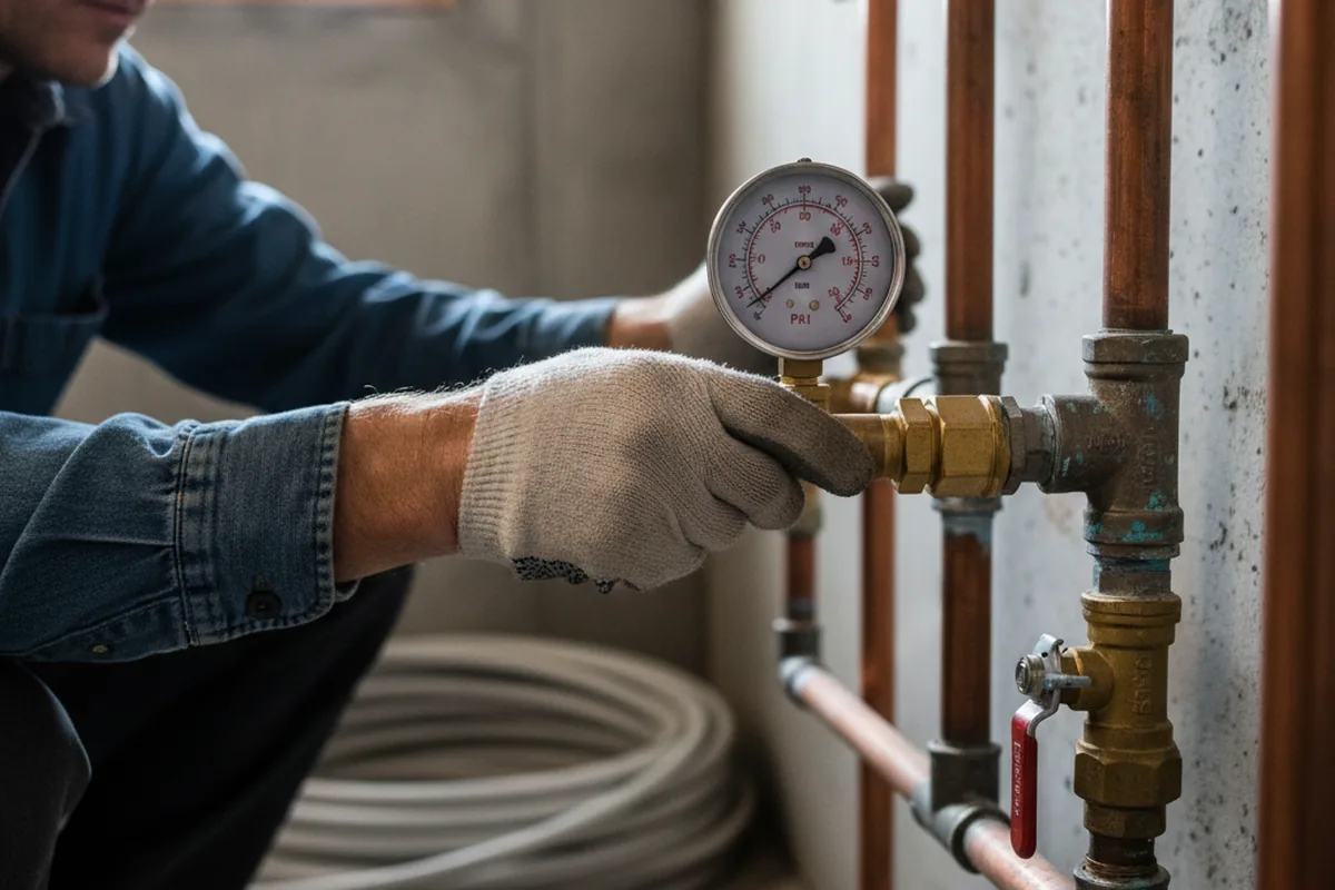 Pressure testing a repaired line during Water Line Repair in Bruneau